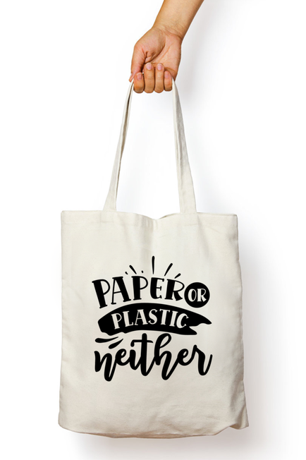 Paper or plastic, neither - UNISEX TOTE-BAG WITH ZIPPER