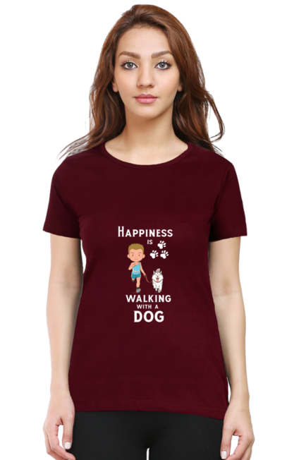 HAPPINESS IS WALKING WITH A DOG - WOMEN'S T SHIRT