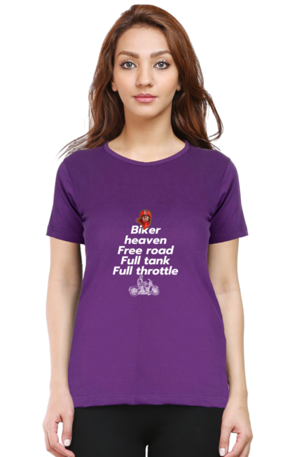 BIKER HEAVEN, FREE ROAD, FULL TANK, FULL THROTTLE - WOMEN'S T-SHIRT