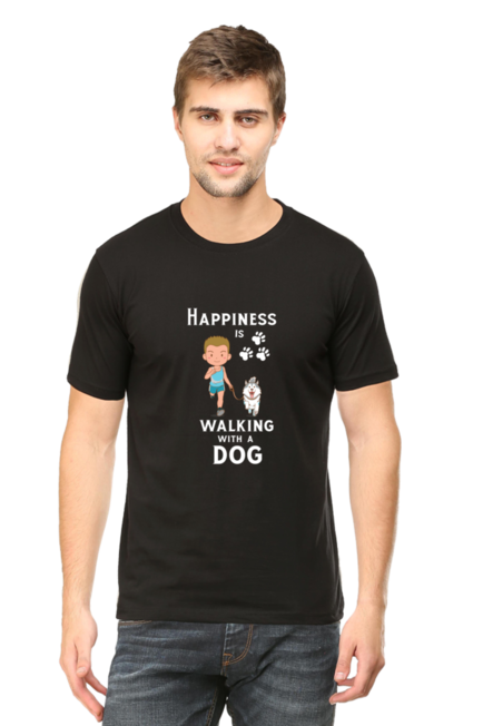 HAPPINESS IS WALKING WITH A DOG - MEN'S T SHIRT