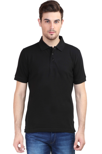 Plain  Solid Black - Men's Polo T-Shirt