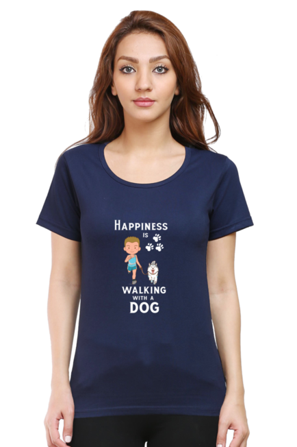 HAPPINESS IS WALKING WITH A DOG - WOMEN'S T SHIRT