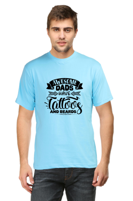 Awesome Dads have Tattoos and Beards - Men's T-Shirt