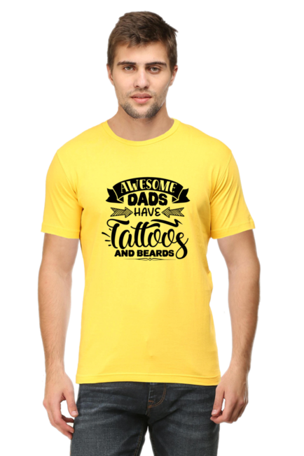 Awesome Dads have Tattoos and Beards - Men's T-Shirt